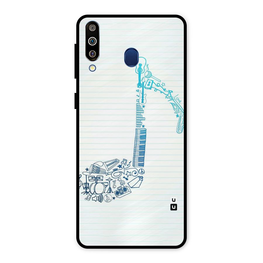 Music Note Design Metal Back Case for Galaxy M30
