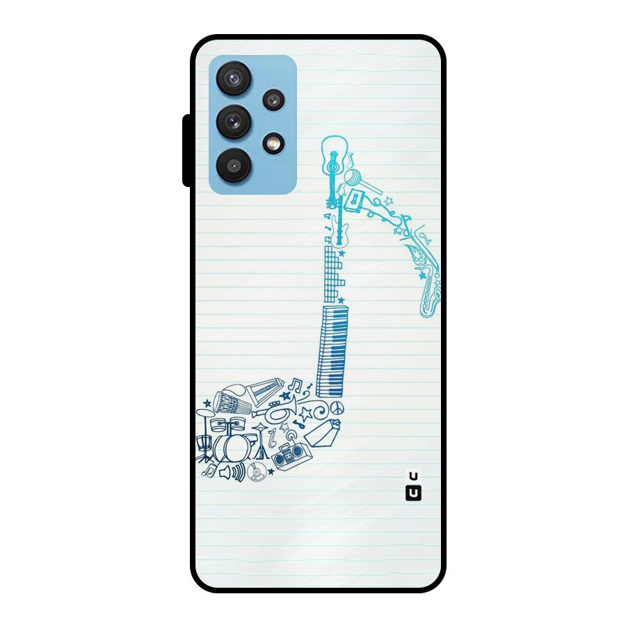 Music Note Design Metal Back Case for Galaxy M32 5G