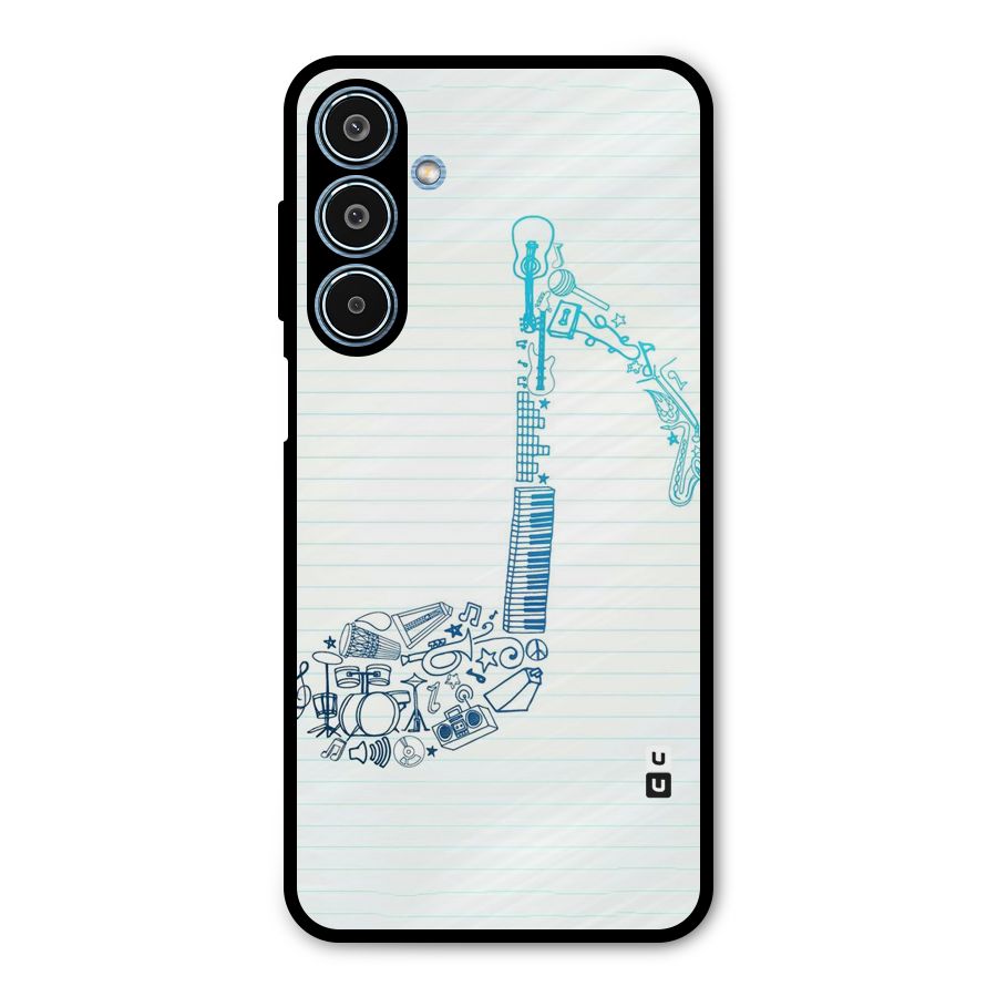 Music Note Design Metal Back Case for Galaxy M35