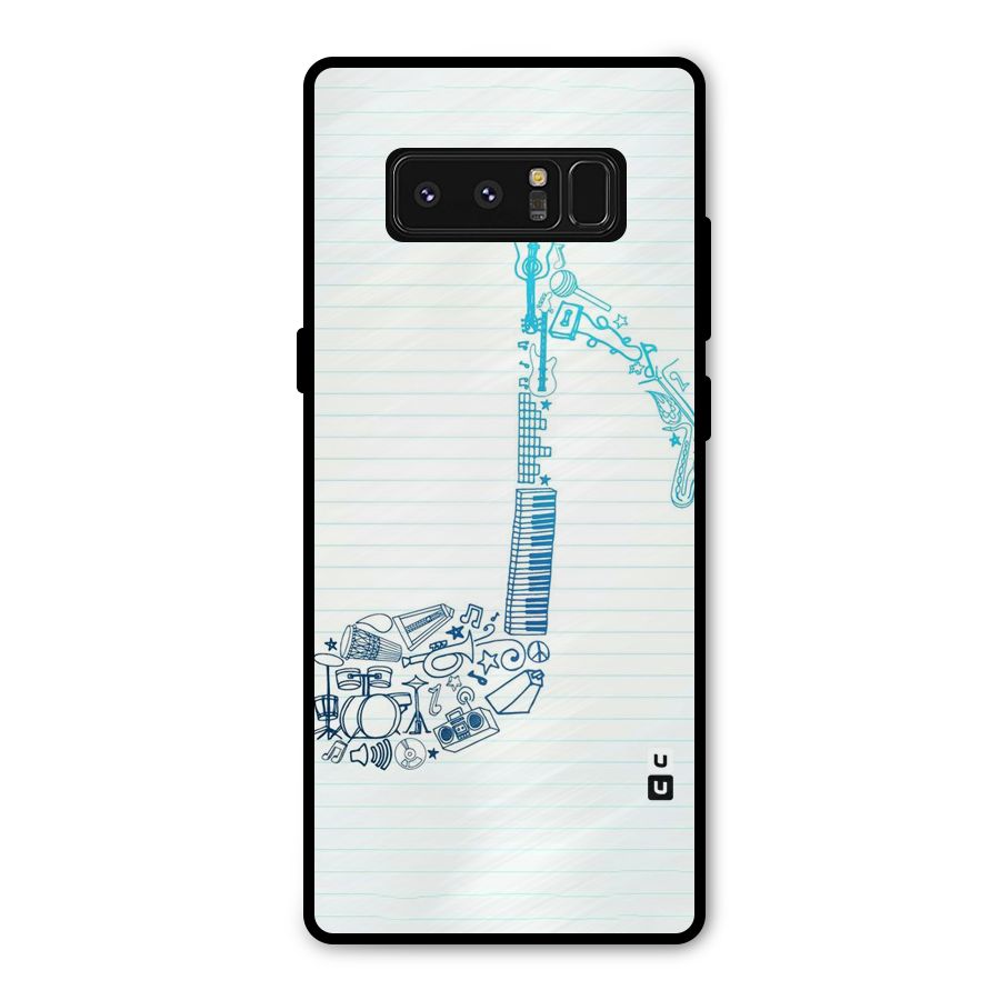 Music Note Design Metal Back Case for Galaxy Note 8