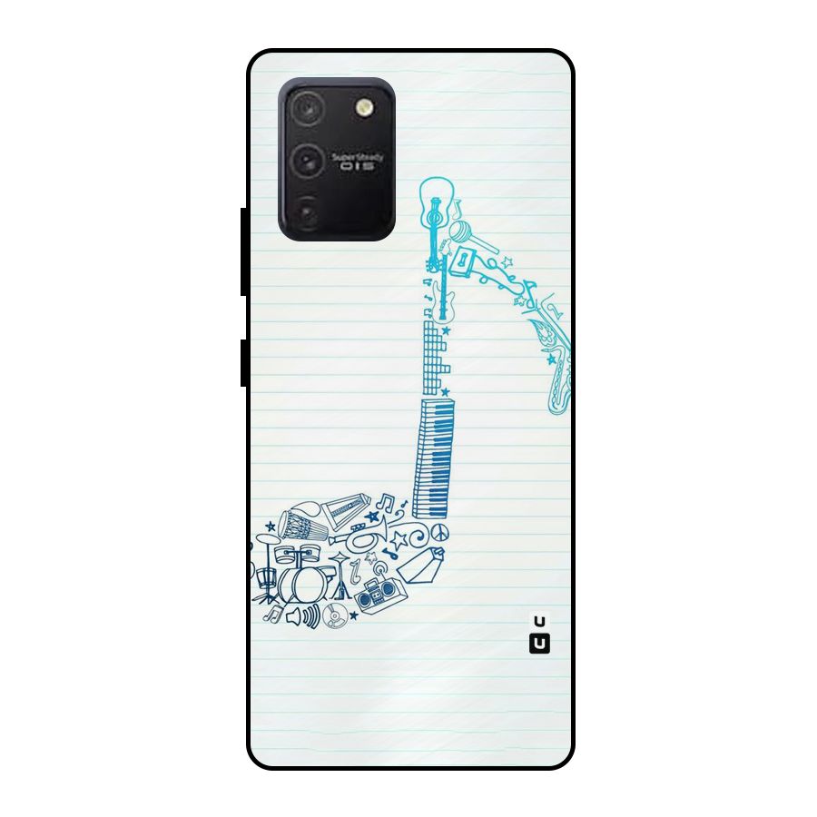 Music Note Design Metal Back Case for Galaxy S10 Lite