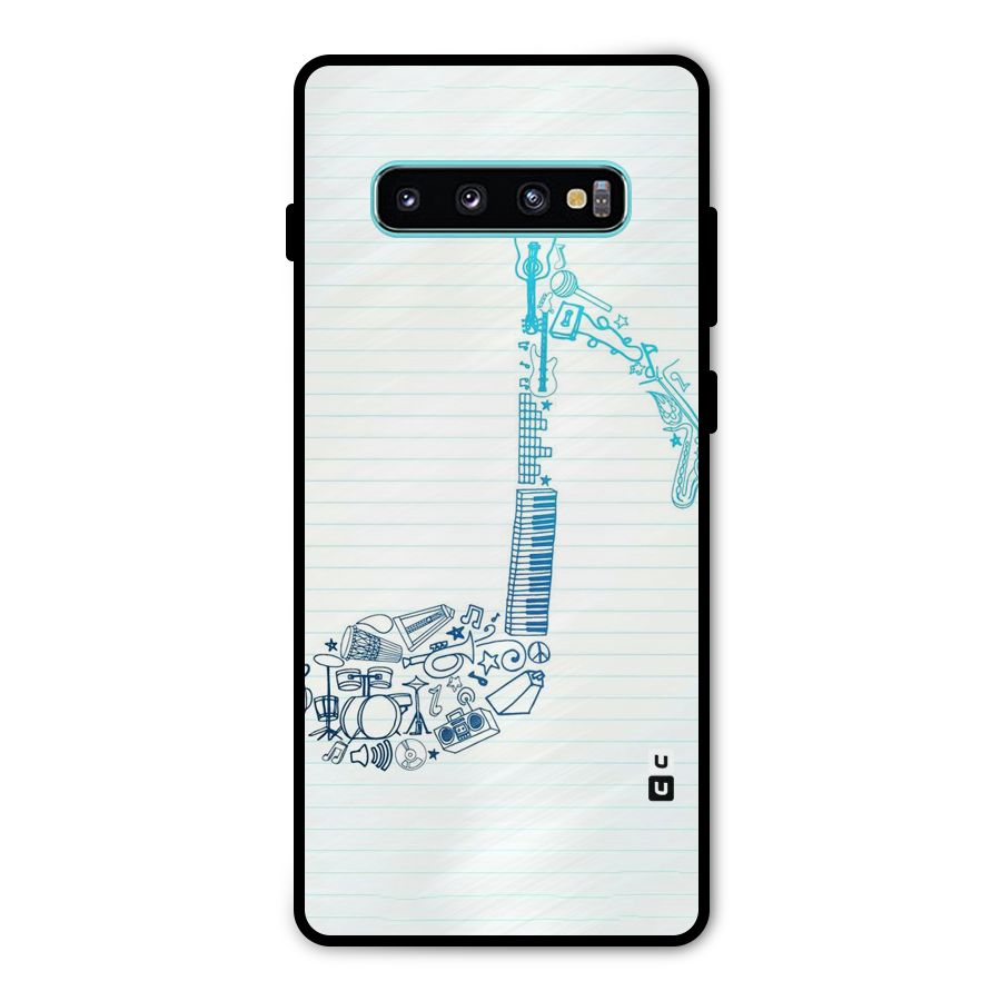 Music Note Design Metal Back Case for Galaxy S10 Plus