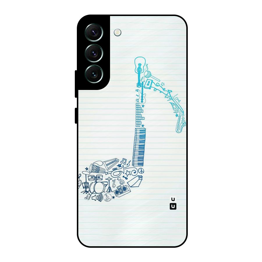 Music Note Design Metal Back Case for Galaxy S22 Plus 5G