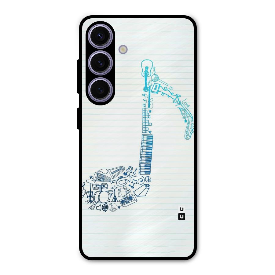 Music Note Design Metal Back Case for Galaxy S24