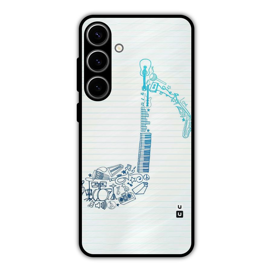 Music Note Design Metal Back Case for Galaxy S24 Plus