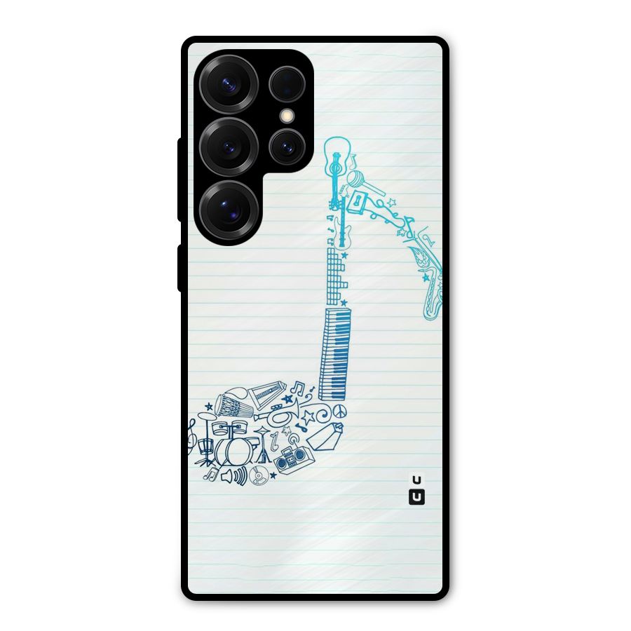 Music Note Design Metal Back Case for Galaxy S25 Ultra