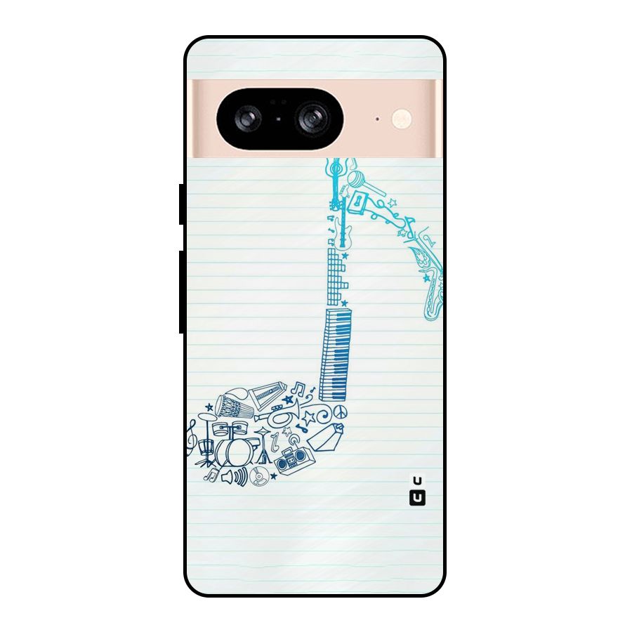 Music Note Design Metal Back Case for Google Pixel 8