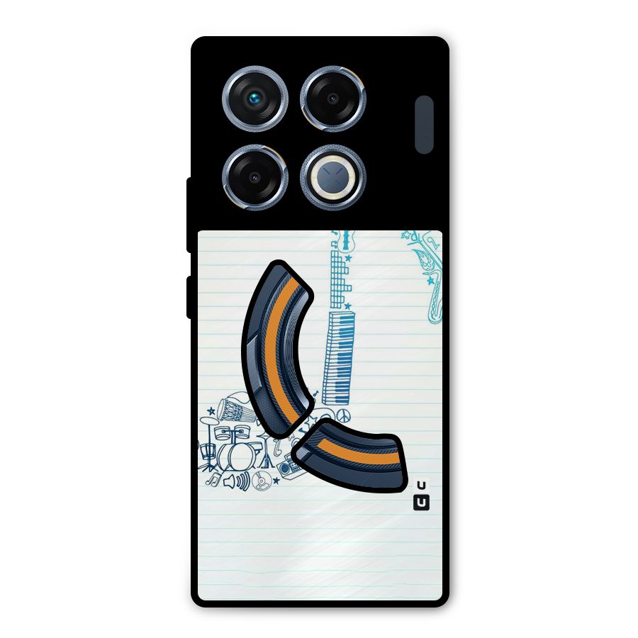 Music Note Design Metal Back Case for Infinix GT 20 Pro