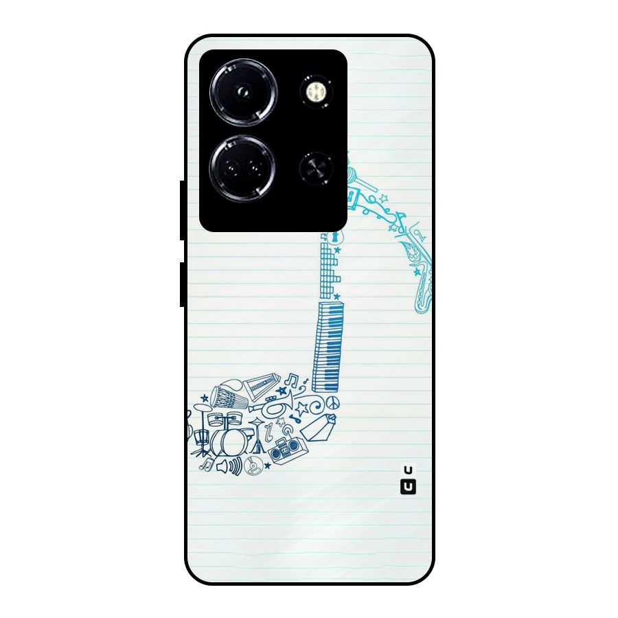 Music Note Design Metal Back Case for Infinix Note 30 5G