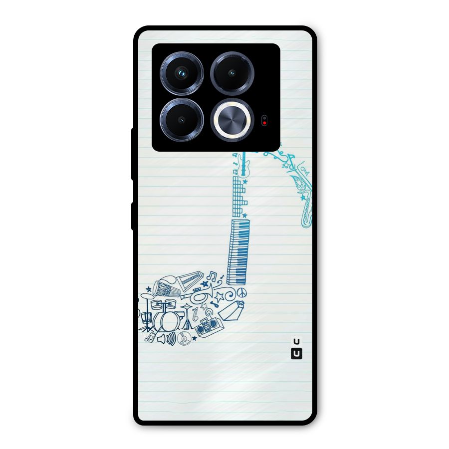 Music Note Design Metal Back Case for Infinix Note 40 5G