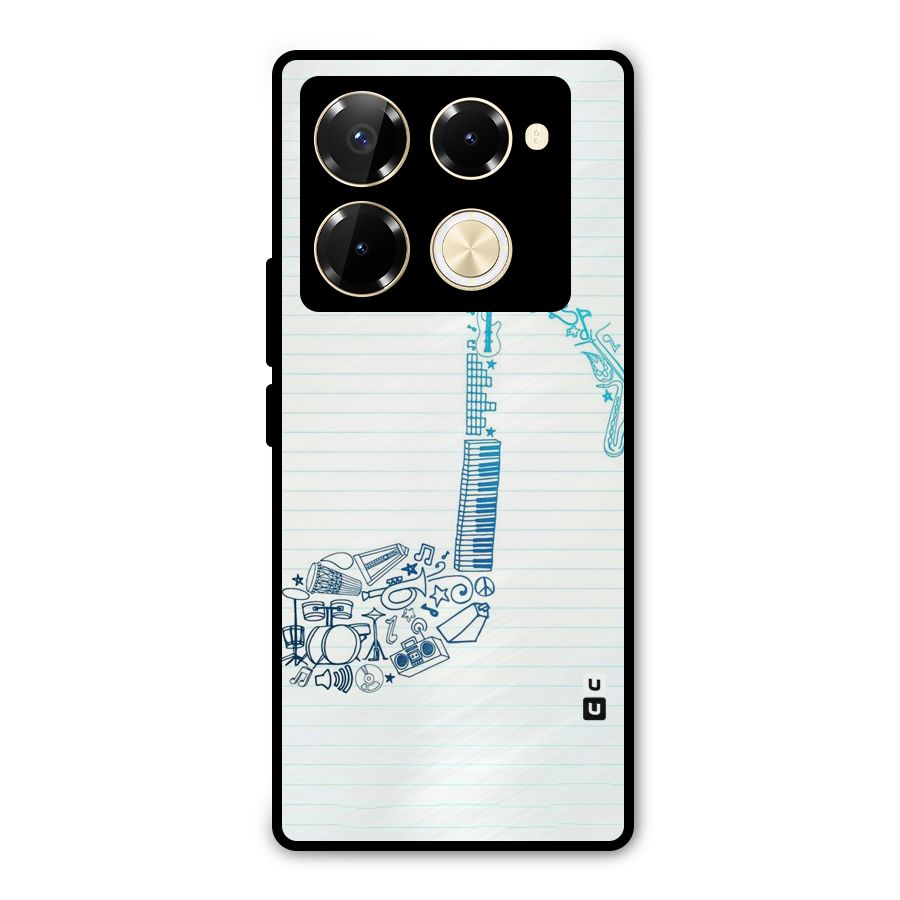 Music Note Design Metal Back Case for Infinix Note 40 Pro Plus