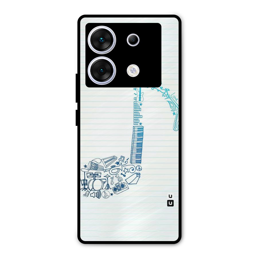 Music Note Design Metal Back Case for Infinix Zero 30 5G