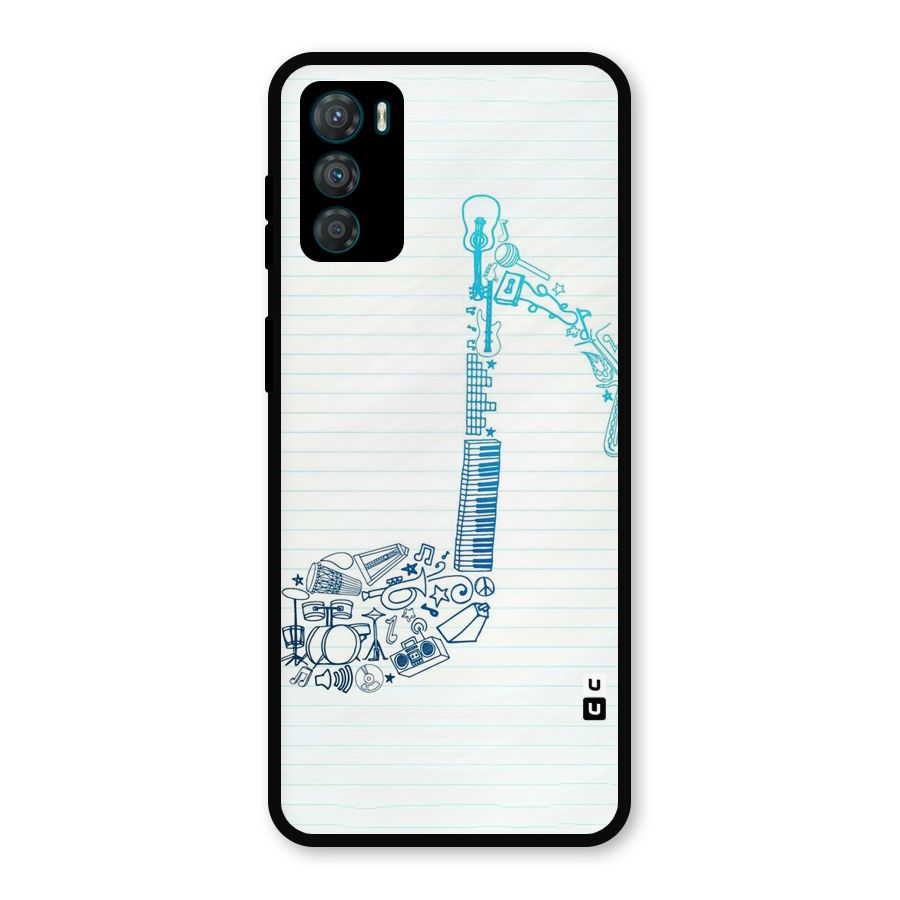 Music Note Design Metal Back Case for Moto G42