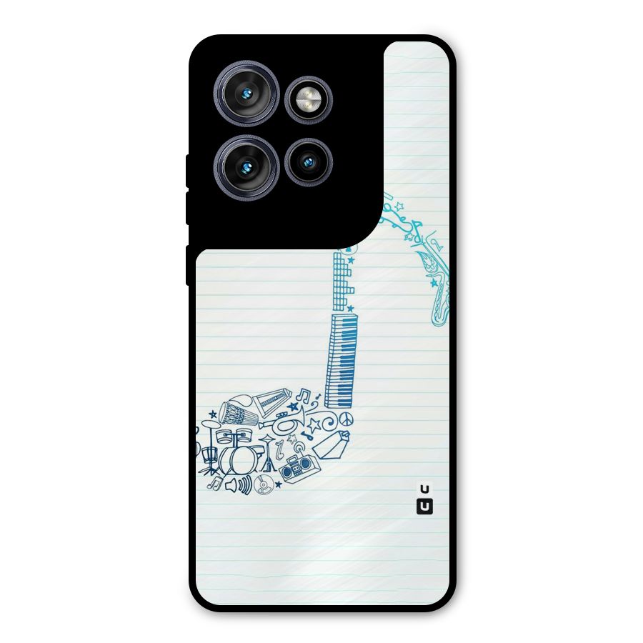 Music Note Design Metal Back Case for Motorola Edge 50 Neo