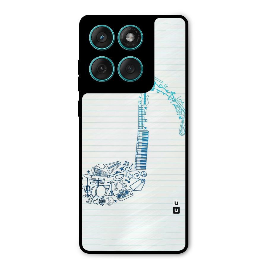 Music Note Design Metal Back Case for Motorola Edge 60 Fusion