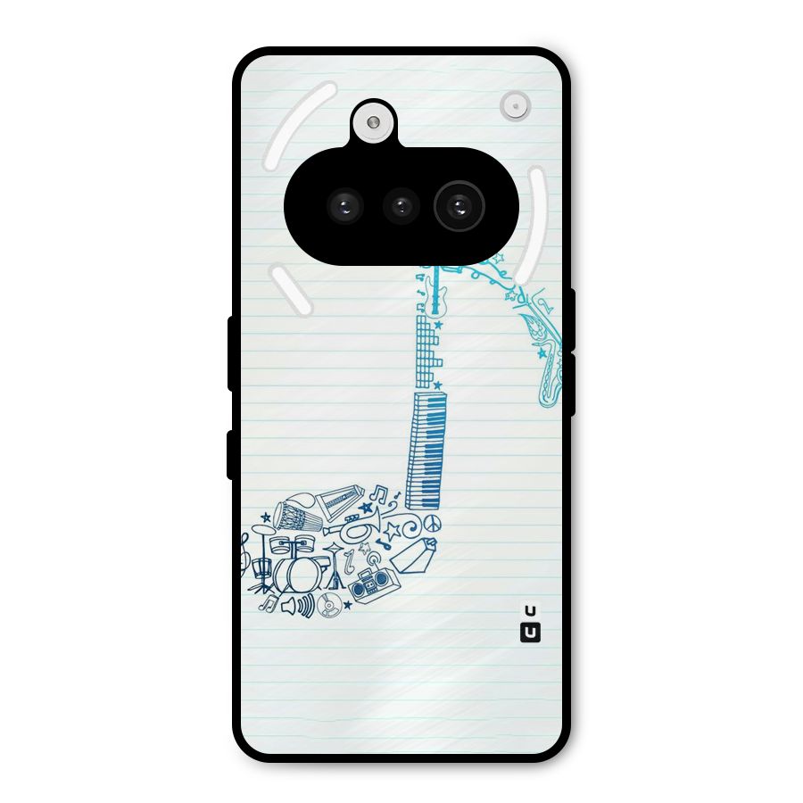 Music Note Design Metal Back Case for Nothing Phone 3a