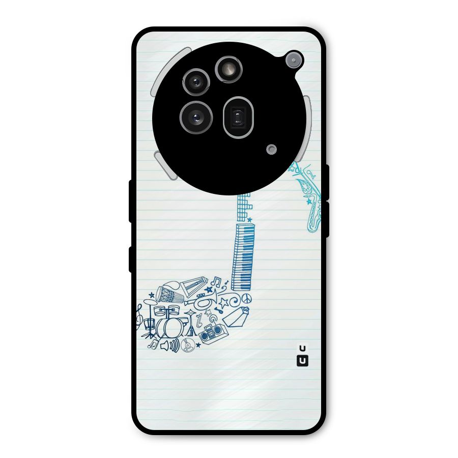 Music Note Design Metal Back Case for Nothing Phone 3a Pro