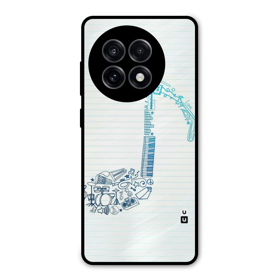 Music Note Design Metal Back Case for OnePlus 13R