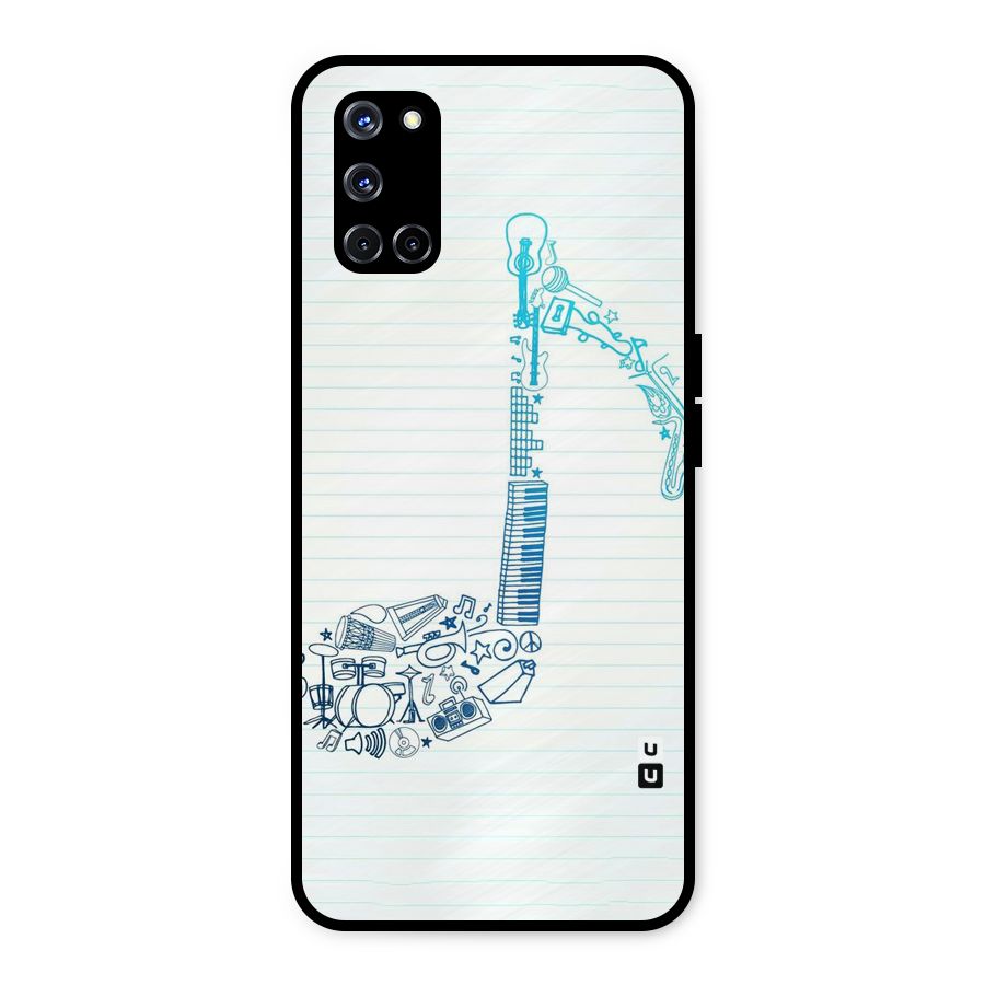 Music Note Design Metal Back Case for Oppo A52
