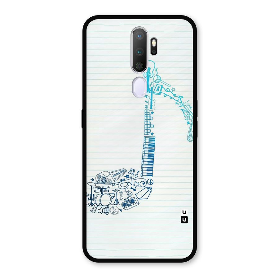 Music Note Design Metal Back Case for Oppo A5 (2020)