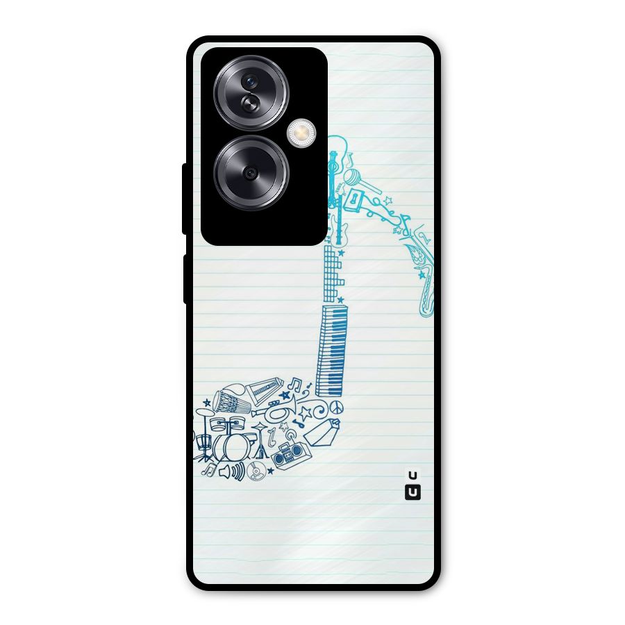 Music Note Design Metal Back Case for Oppo A79 5G