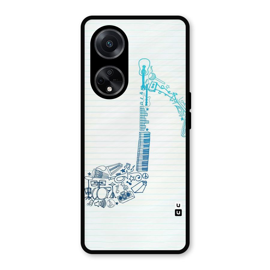 Music Note Design Metal Back Case for Oppo F23