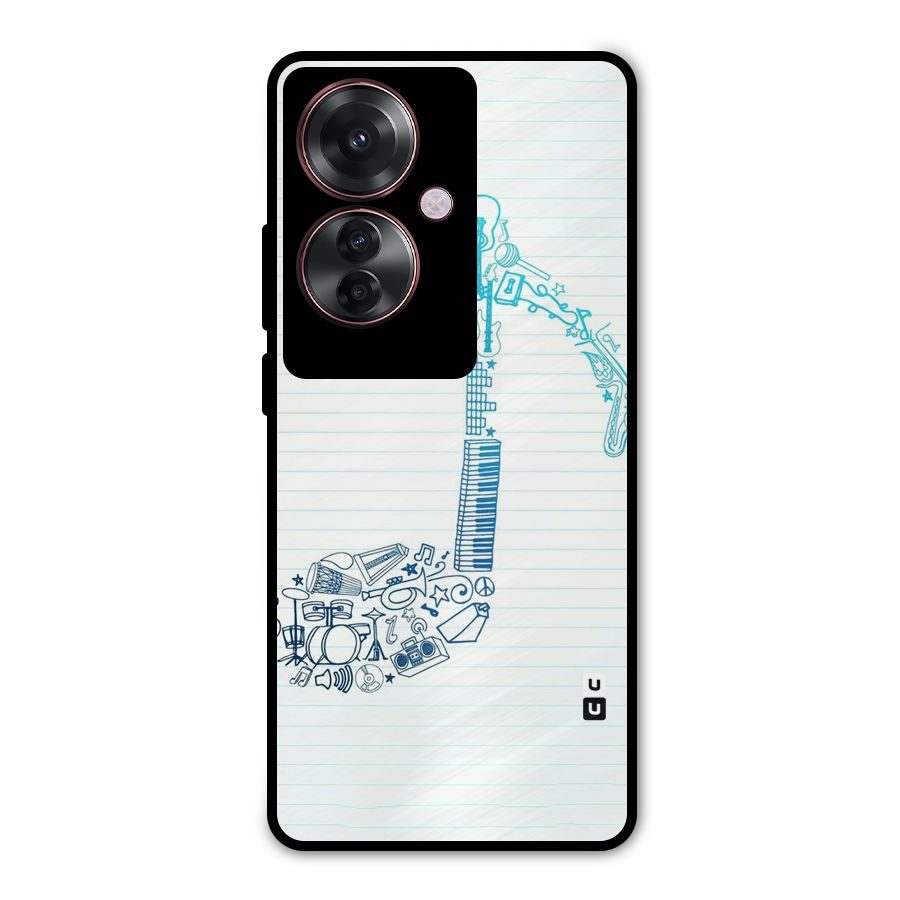 Music Note Design Metal Back Case for Oppo F25 Pro