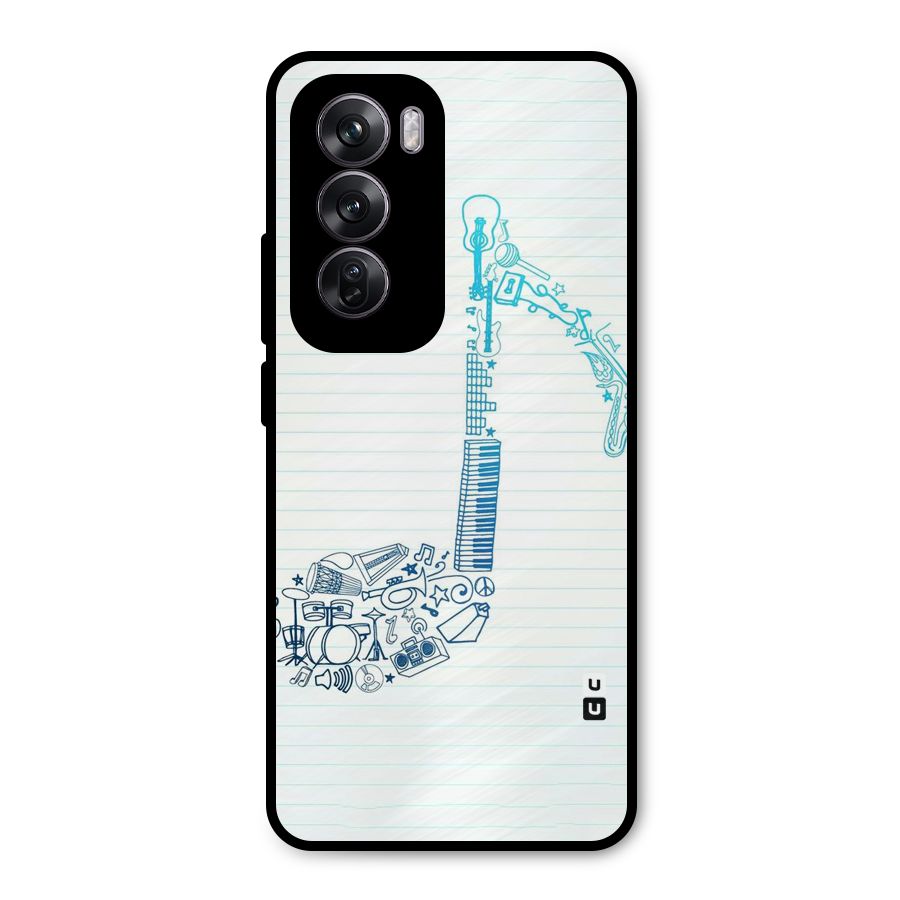 Music Note Design Metal Back Case for Oppo Reno12 Pro