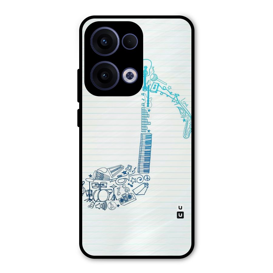 Music Note Design Metal Back Case for Oppo Reno13