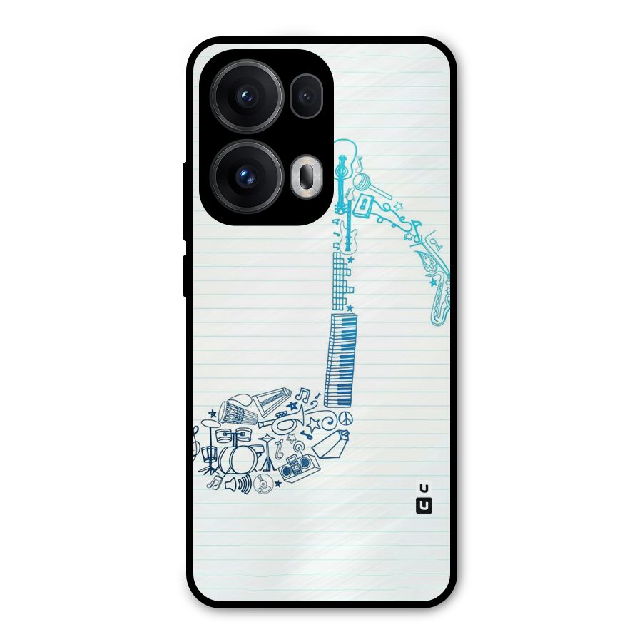 Music Note Design Metal Back Case for Oppo Reno13 Pro