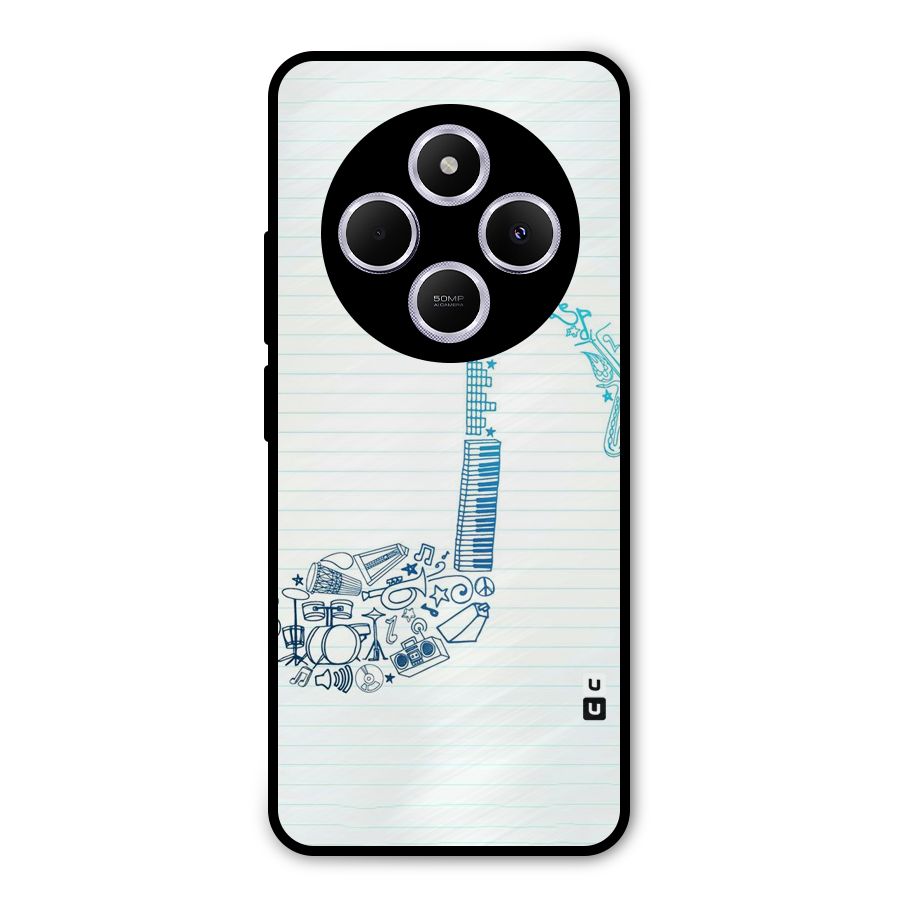 Music Note Design Metal Back Case for Poco C75 5G