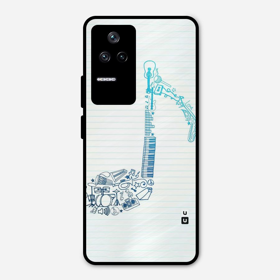 Music Note Design Metal Back Case for Poco F4 5G
