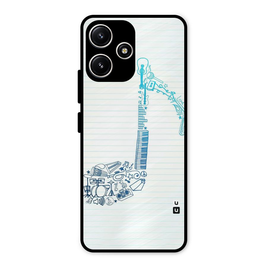 Music Note Design Metal Back Case for Poco M6 Pro