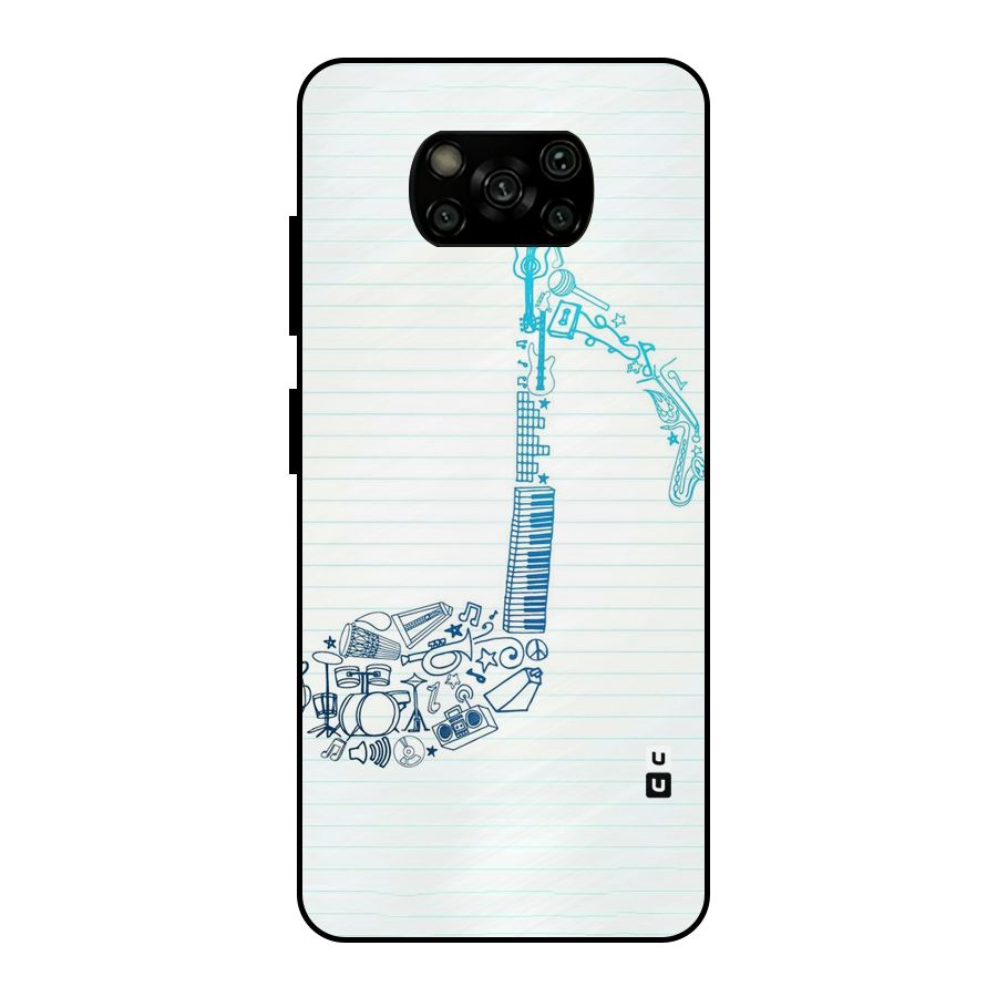 Music Note Design Metal Back Case for Poco X3