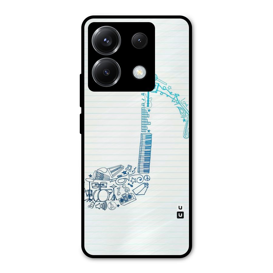 Music Note Design Metal Back Case for Poco X6