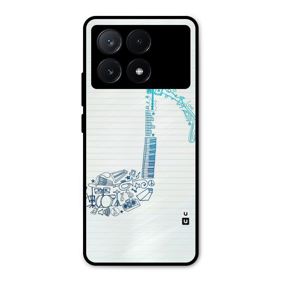 Music Note Design Metal Back Case for Poco X6 Pro