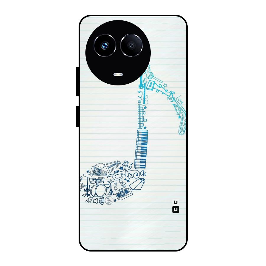 Music Note Design Metal Back Case for Realme 11X