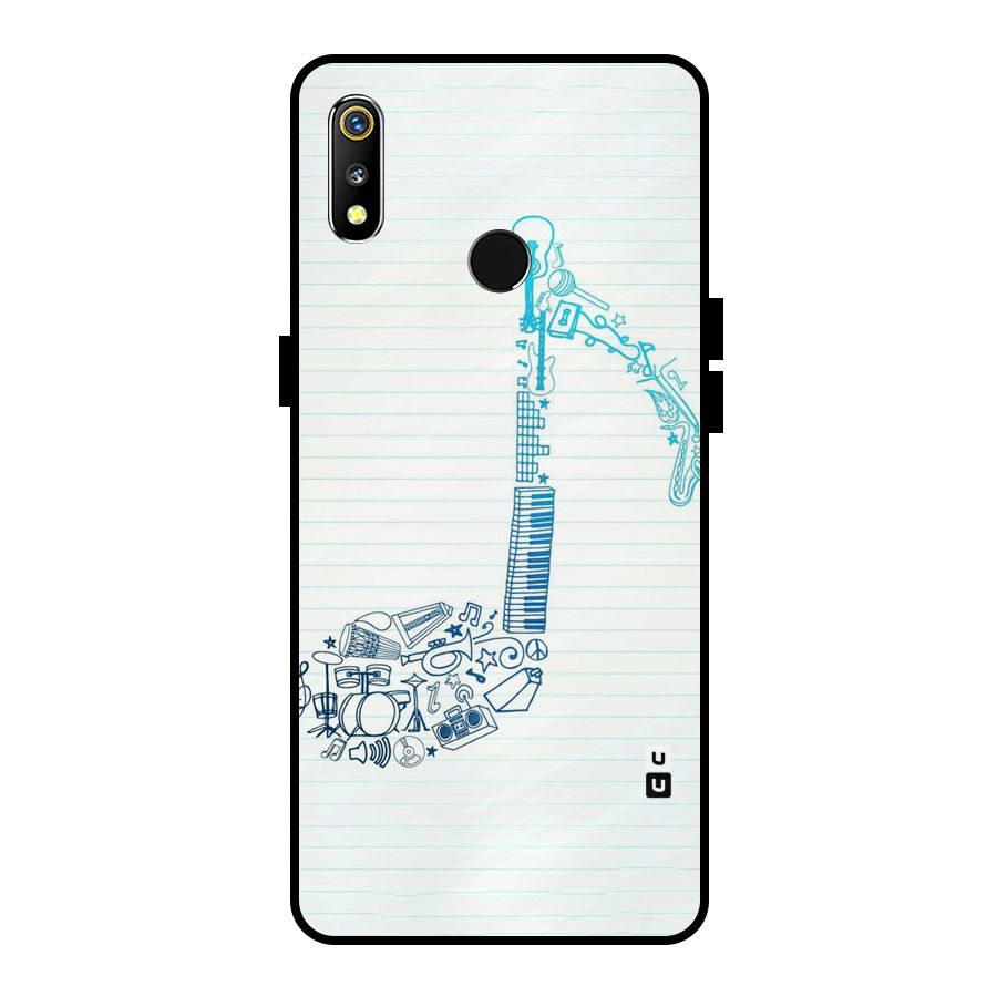 Music Note Design Metal Back Case for Realme 3i
