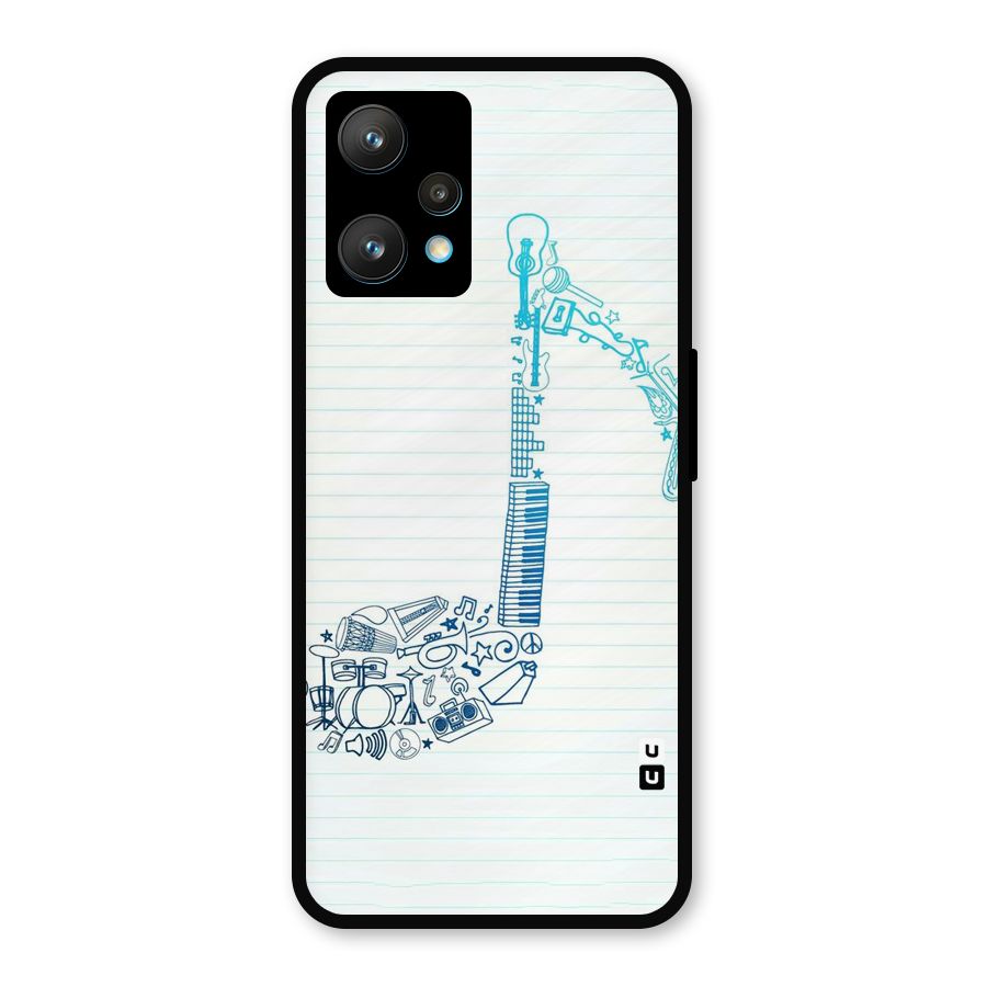 Music Note Design Metal Back Case for Realme 9 Pro Plus 5G