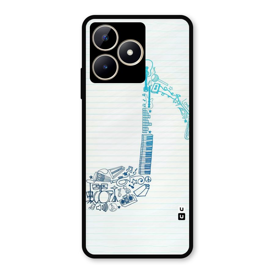 Music Note Design Metal Back Case for Realme C53