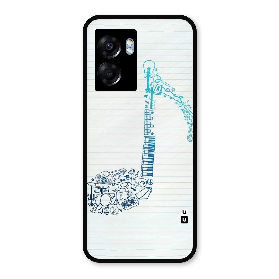 Music Note Design Metal Back Case for Realme Narzo 50 5G