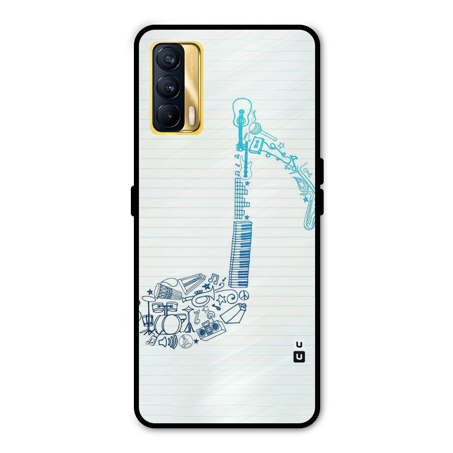 Music Note Design Metal Back Case for Realme X7