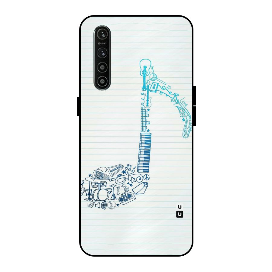 Music Note Design Metal Back Case for Realme XT