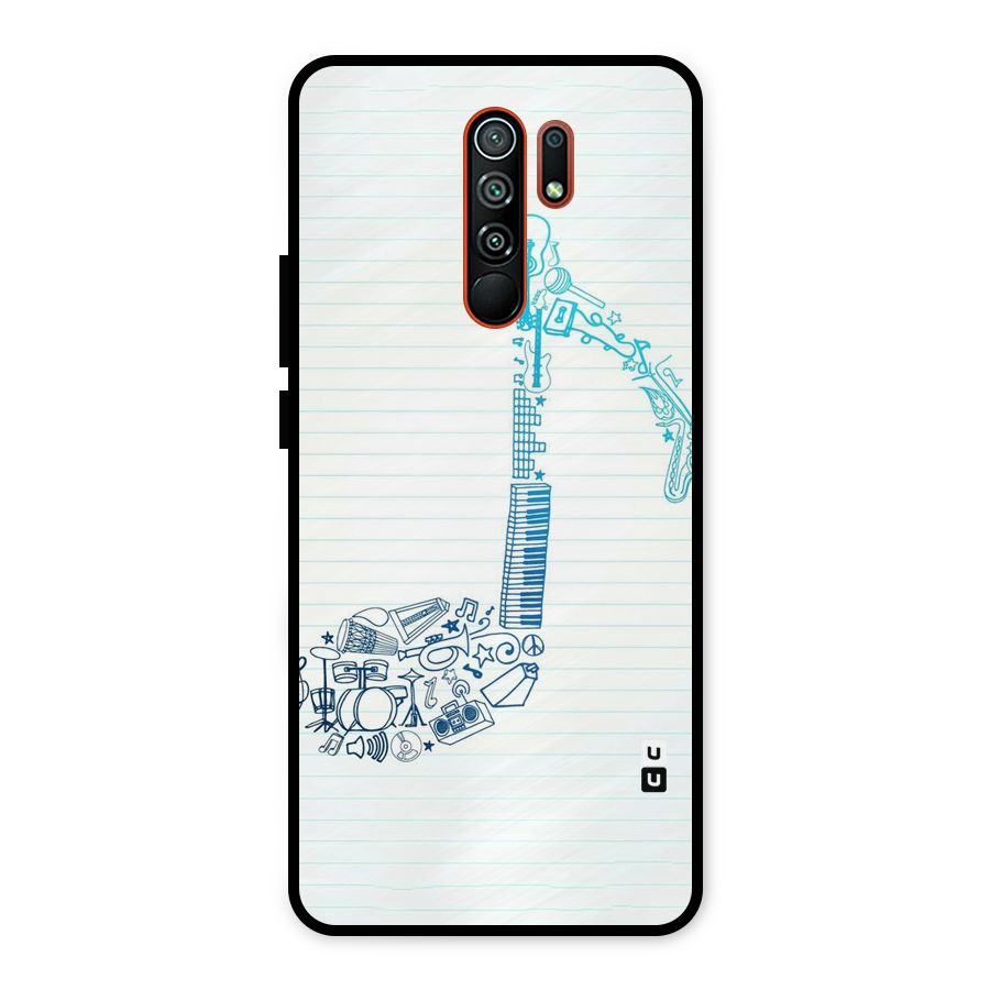 Music Note Design Metal Back Case for Redmi 9 Prime