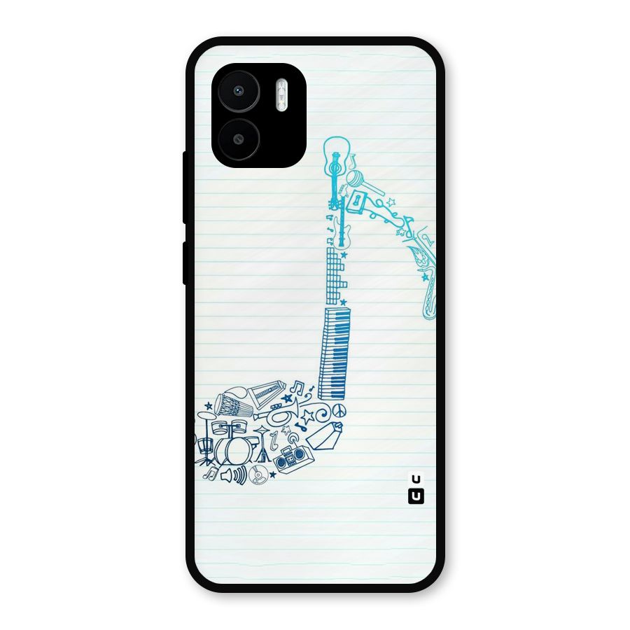 Music Note Design Metal Back Case for Redmi A2