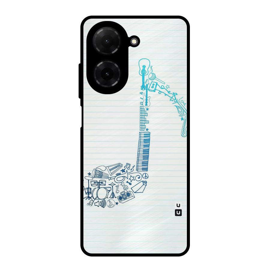 Music Note Design Metal Back Case for Redmi A5 4G