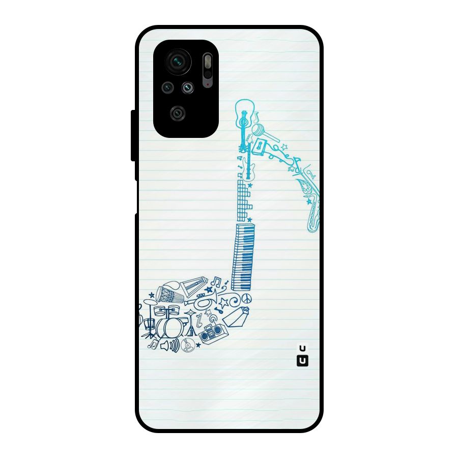 Music Note Design Metal Back Case for Redmi Note 10S