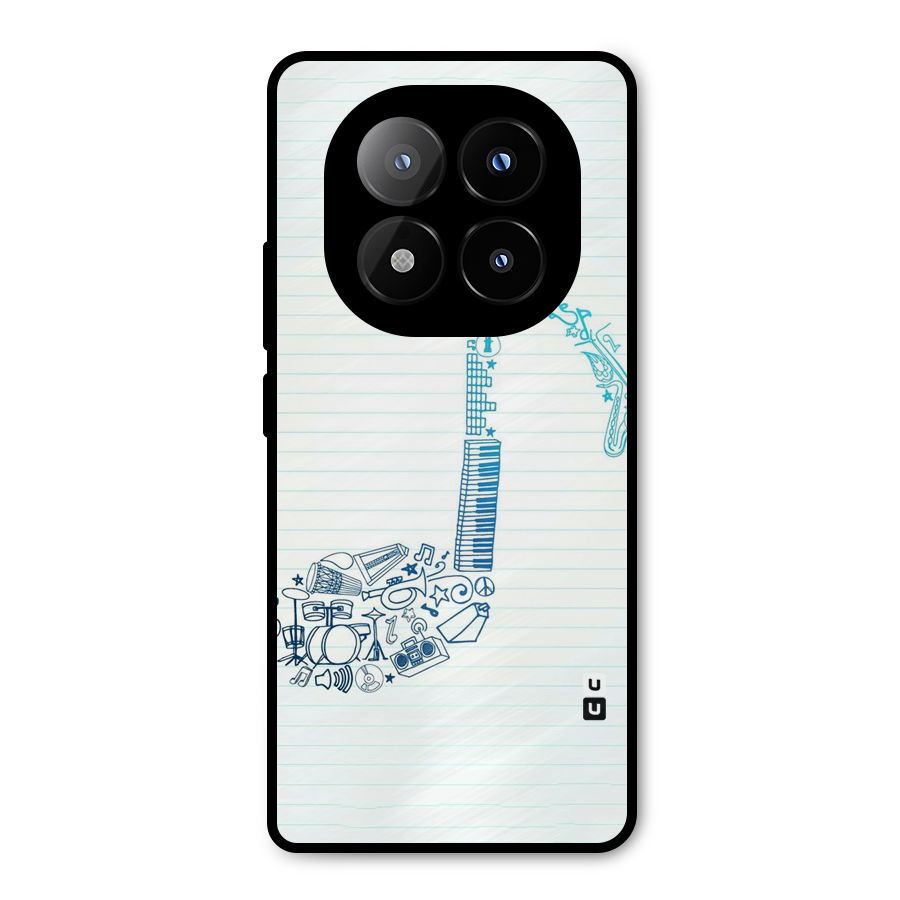 Music Note Design Metal Back Case for Redmi Note 14 Pro Plus 5G