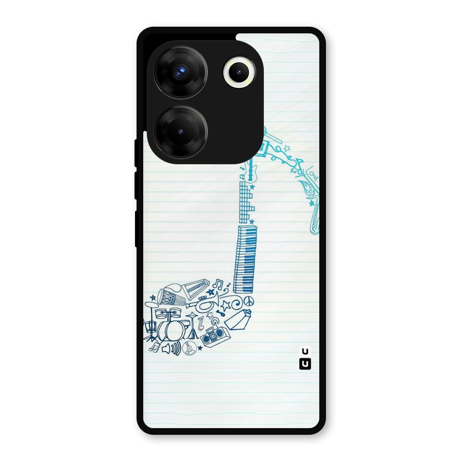 Music Note Design Metal Back Case for Tecno Camon 20 Pro