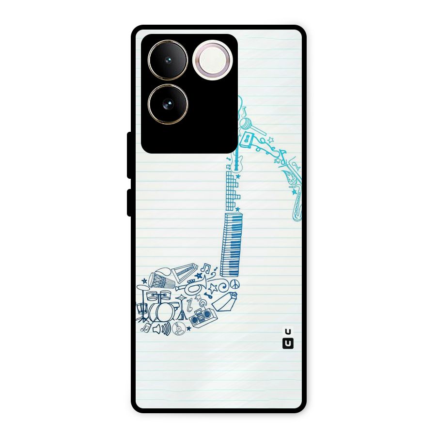 Music Note Design Metal Back Case for Vivo T2 Pro